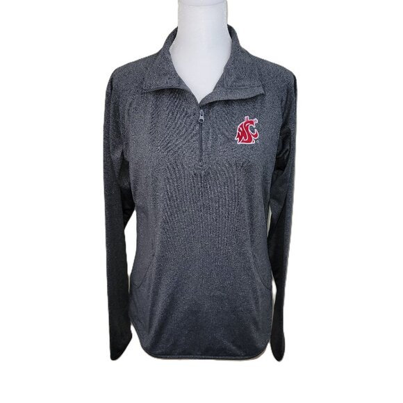 WSU Cougar Quarter Zip Long Sleeve Sweat Jacket Heathered Gray Women's Size M - Picture 1 of 14